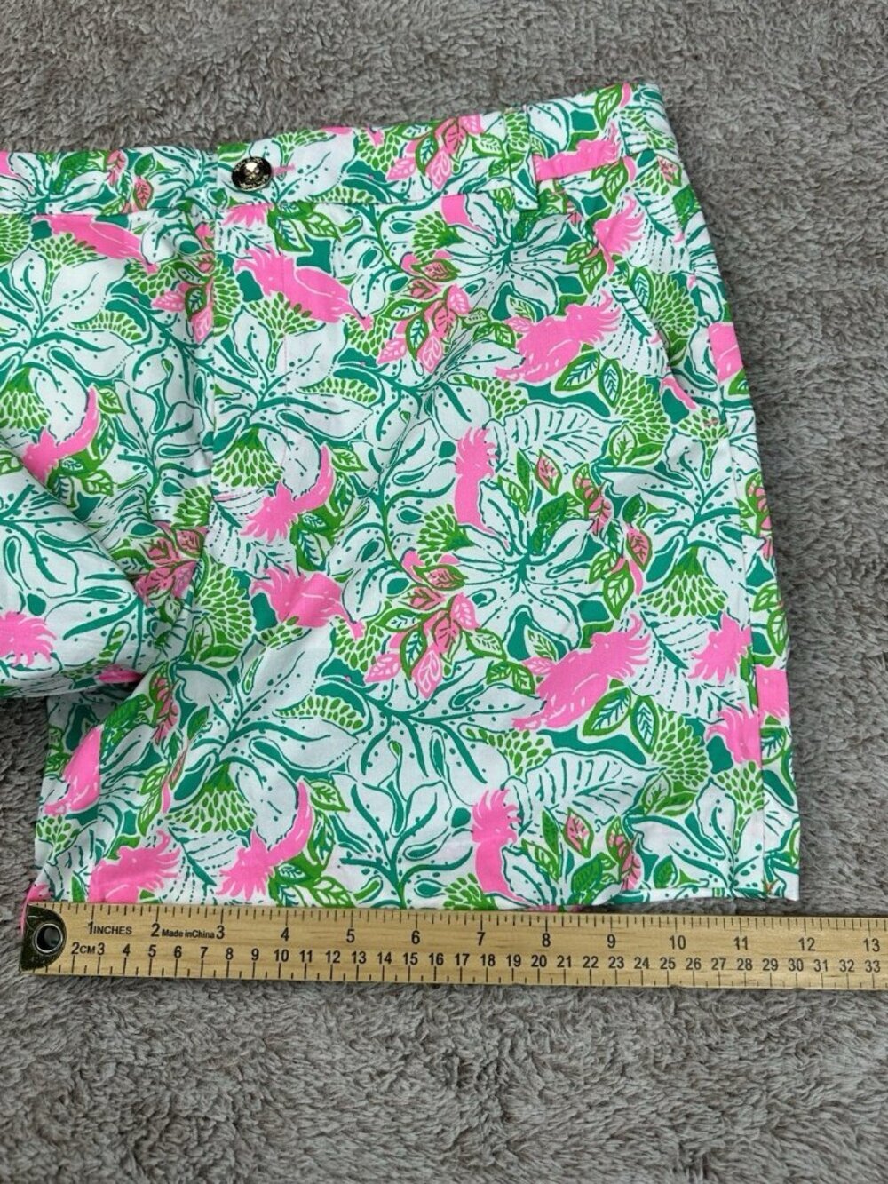 LillyPulitzer Gretchen 5” High-Rise Shorts Botanical Green Just Wing It Size 10 - Picture 11 of 16